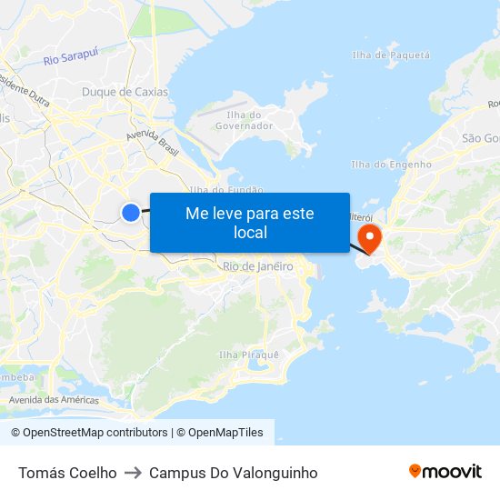 Tomás Coelho to Campus Do Valonguinho map