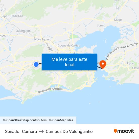 Senador Camará to Campus Do Valonguinho map