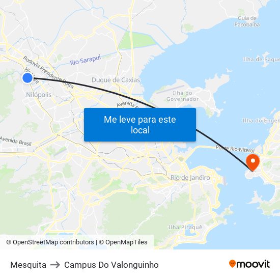 Mesquita to Campus Do Valonguinho map