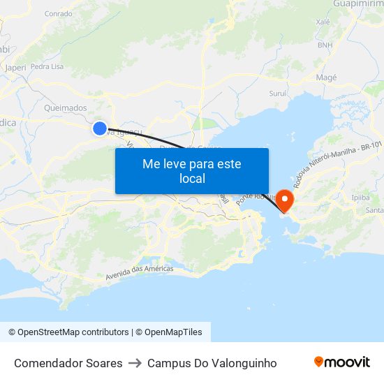 Comendador Soares to Campus Do Valonguinho map