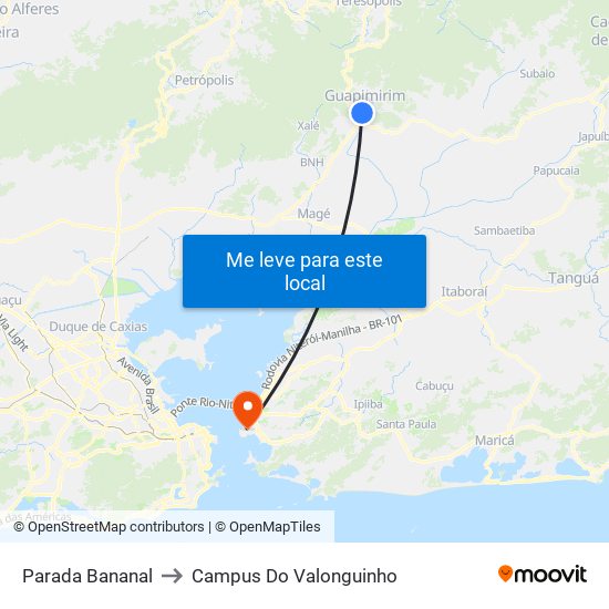 Parada Bananal to Campus Do Valonguinho map