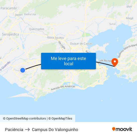 Paciência to Campus Do Valonguinho map