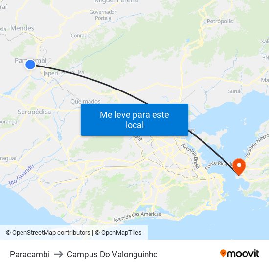 Paracambi to Campus Do Valonguinho map