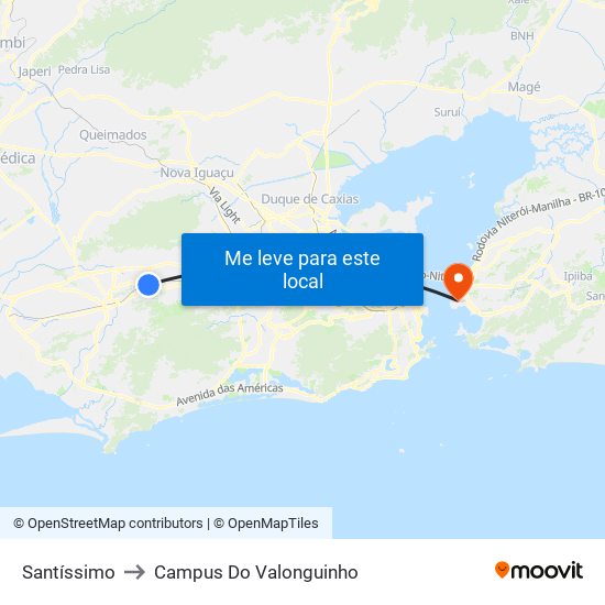 Santíssimo to Campus Do Valonguinho map