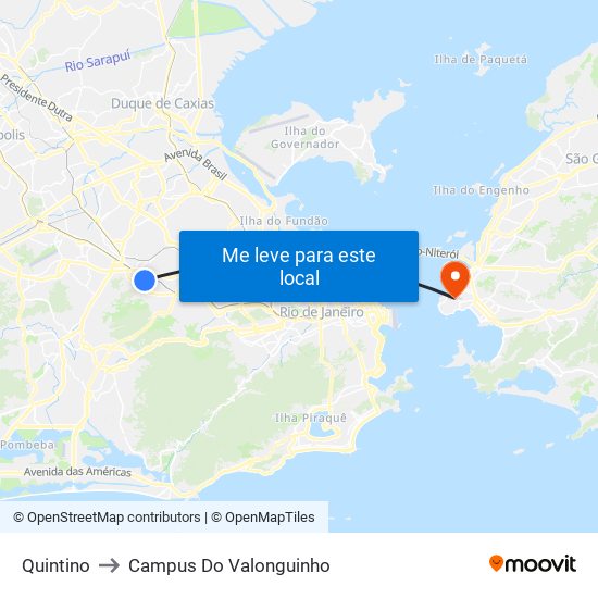 Quintino to Campus Do Valonguinho map