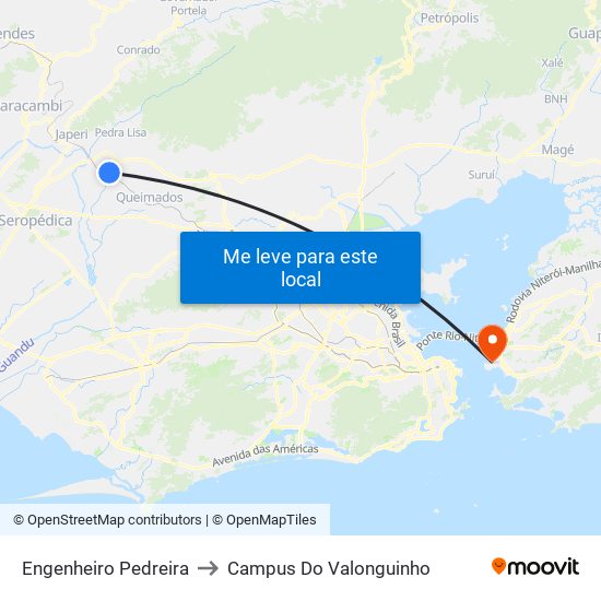 Engenheiro Pedreira to Campus Do Valonguinho map