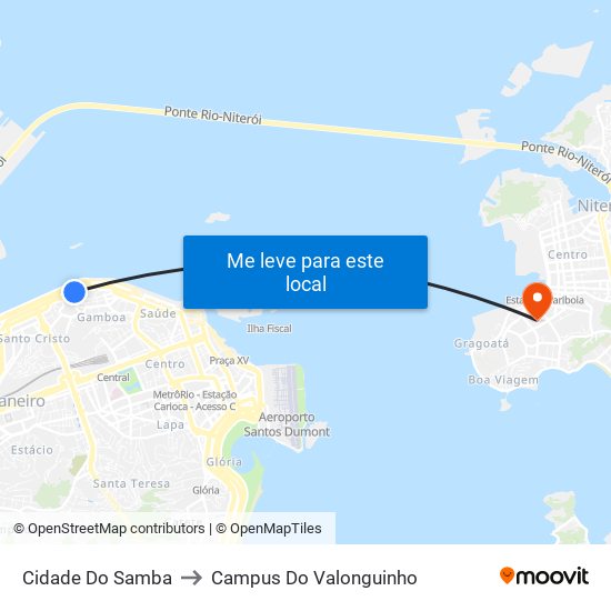 Cidade Do Samba to Campus Do Valonguinho map