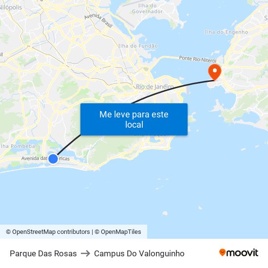 Parque Das Rosas to Campus Do Valonguinho map