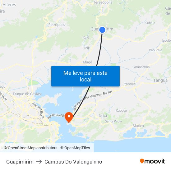 Guapimirim to Campus Do Valonguinho map
