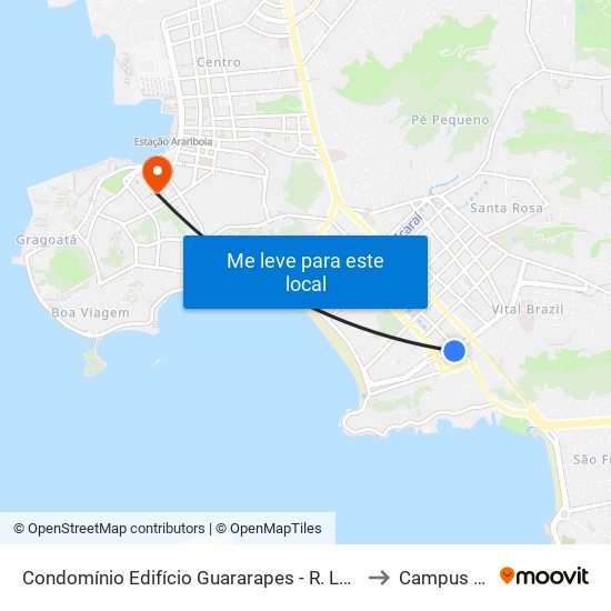 Condomínio Edifício Guararapes - R. Lemos Cunha 532 - Icaraí Niterói - Rj 24230-130 Brasil to Campus Do Valonguinho map