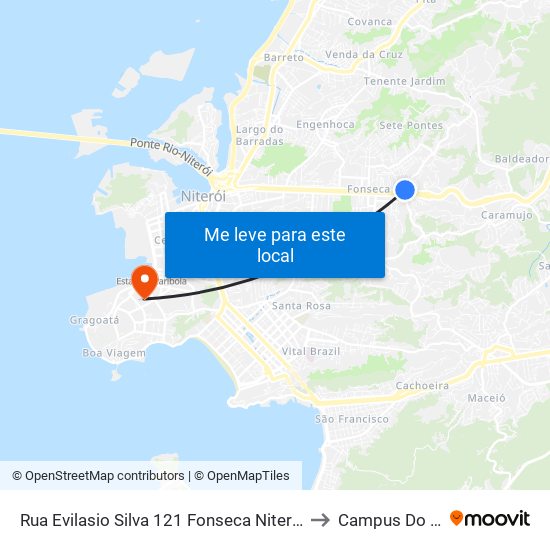 Rua Evilasio Silva 121 Fonseca Niterói - Rio De Janeiro 24130 Brasil to Campus Do Valonguinho map