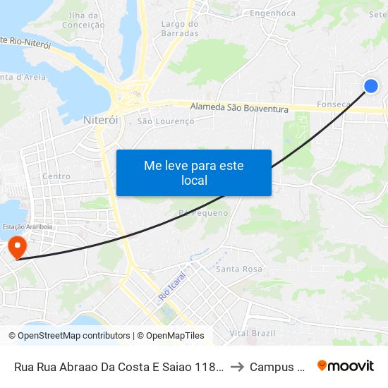 Rua Rua Abraao Da Costa E Saiao 118 Fonseca Niterói - Rio De Janeiro 24130 Brasil to Campus Do Valonguinho map