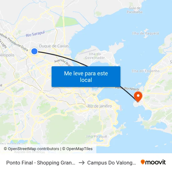 Ponto Final - Shopping Grande Rio to Campus Do Valonguinho map