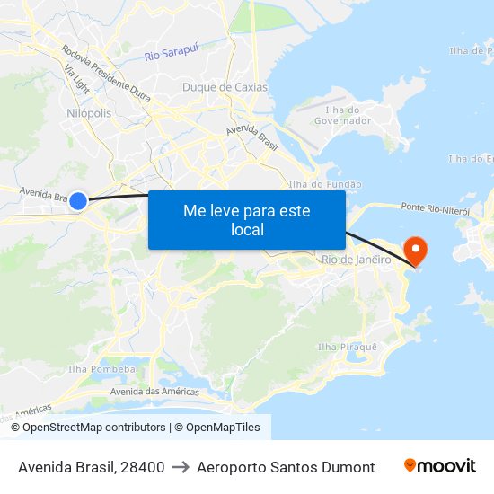 Avenida Brasil, 28400 to Aeroporto Santos Dumont map