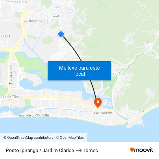 Posto Ipiranga / Jardim Clarice to Ibmec map