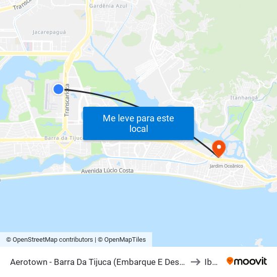 Aerotown - Barra Da Tijuca (Embarque E Desembarque - 1001) to Ibmec map