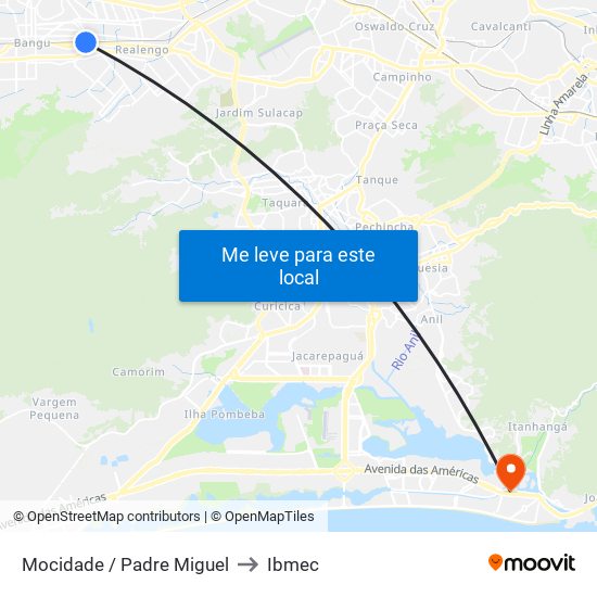 Mocidade / Padre Miguel to Ibmec map