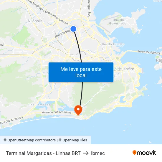 Terminal Margaridas - Linhas BRT to Ibmec map