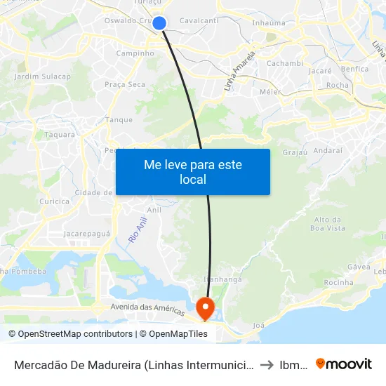 Mercadão De Madureira (Linhas Intermunicipais) to Ibmec map