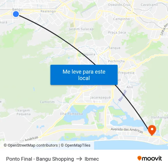 Ponto Final - Bangu Shopping to Ibmec map