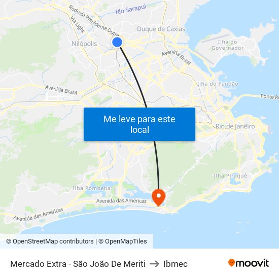 Mercado Extra - São João De Meriti to Ibmec map