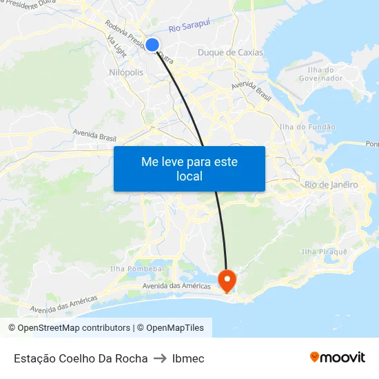 Estação Coelho Da Rocha to Ibmec map
