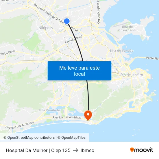 Hospital Da Mulher | Ciep 135 to Ibmec map