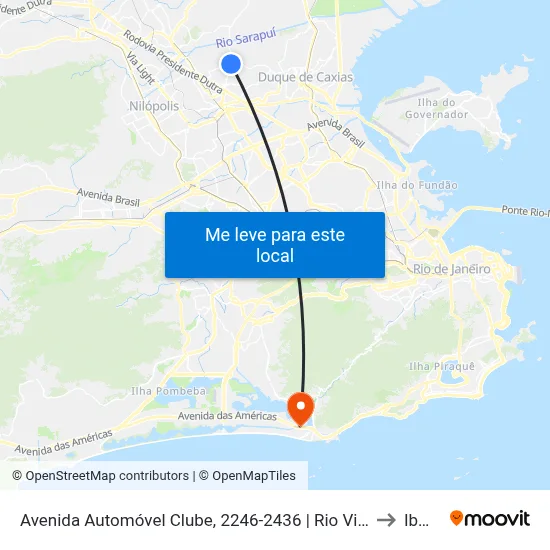 Avenida Automóvel Clube, 2246-2436 | Rio Ville Shopping to Ibmec map