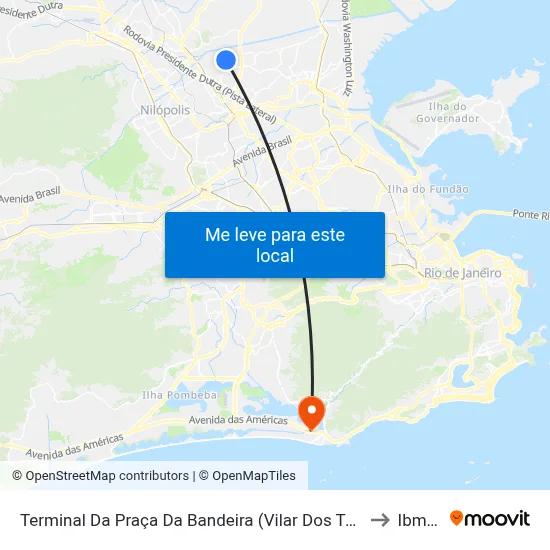 Terminal Da Praça Da Bandeira (Vilar Dos Teles) to Ibmec map