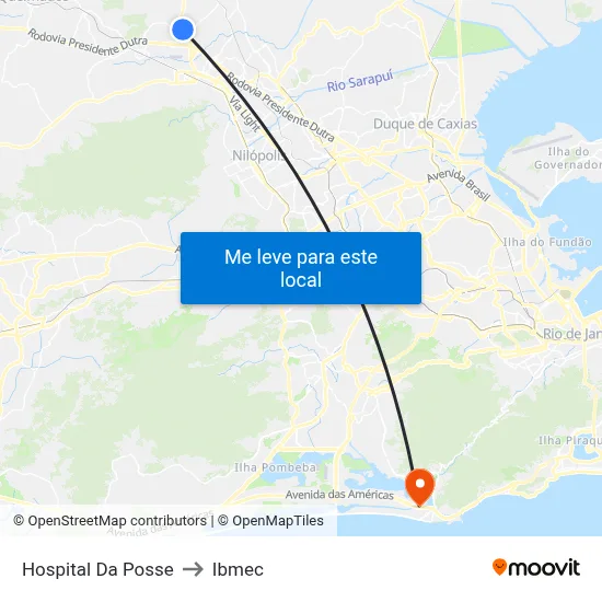 Hospital Da Posse to Ibmec map