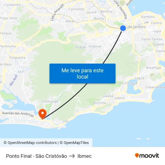 Ponto Final - São Cristóvão to Ibmec map