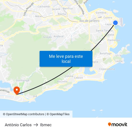 Antônio Carlos to Ibmec map