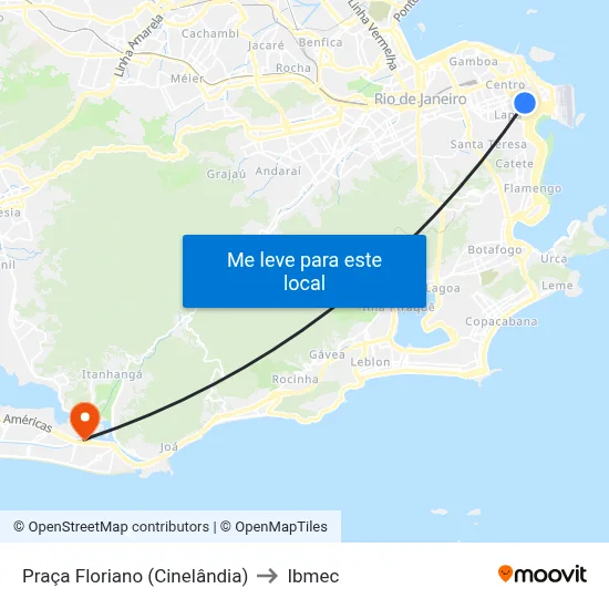 Praça Floriano (Cinelândia) to Ibmec map