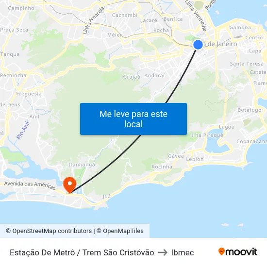 Estação De Metrô / Trem São Cristóvão to Ibmec map