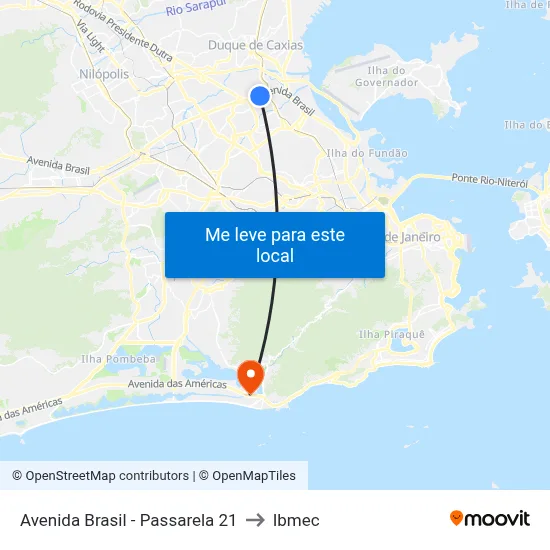 Avenida Brasil - Passarela 21 to Ibmec map