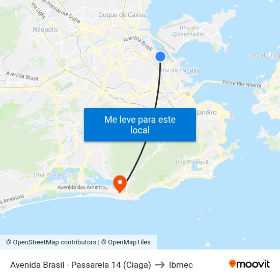 Avenida Brasil - Passarela 14 (Ciaga) to Ibmec map