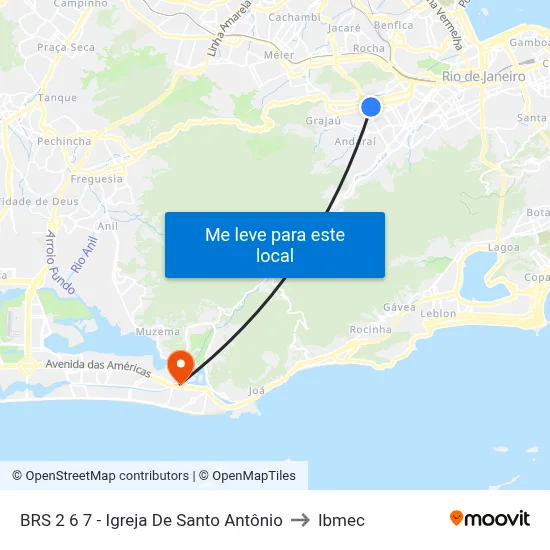 BRS 2 6 7 - Igreja De Santo Antônio to Ibmec map