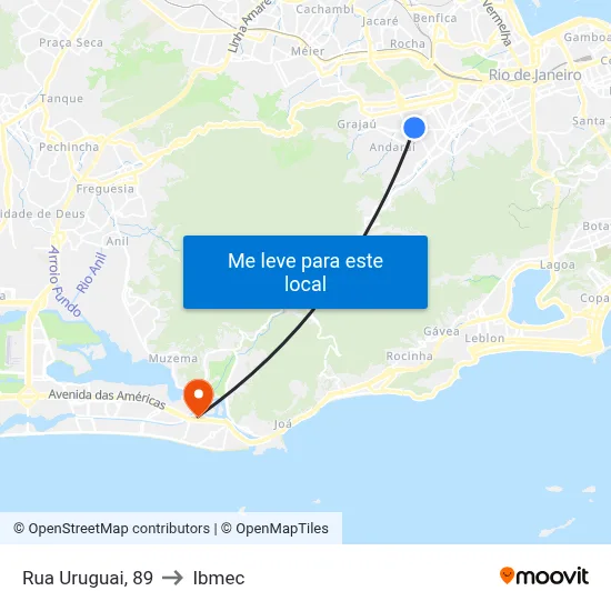 Rua Uruguai, 89 to Ibmec map