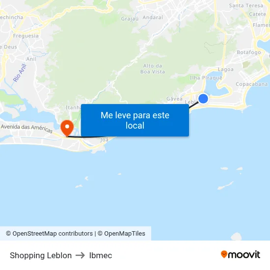 Shopping Leblon to Ibmec map