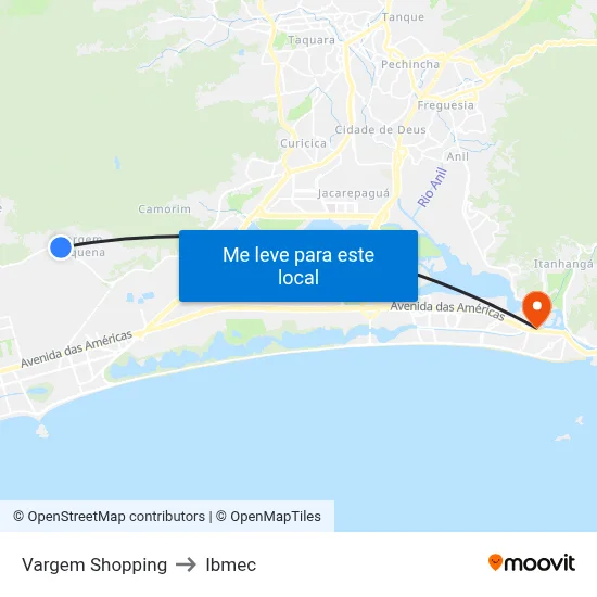 Vargem Shopping to Ibmec map