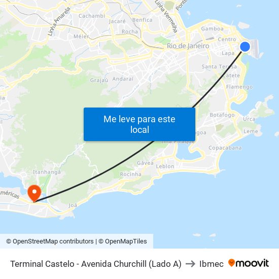Terminal Castelo - Avenida Churchill (Lado A) to Ibmec map