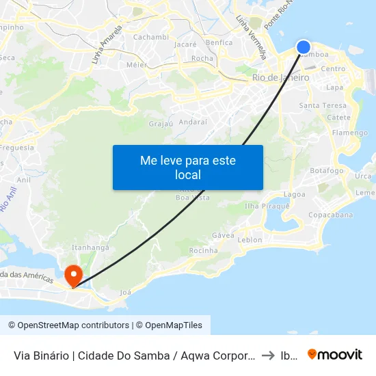 Via Binário | Cidade Do Samba / Aqwa Corporate (Sentido Rodoviária) to Ibmec map