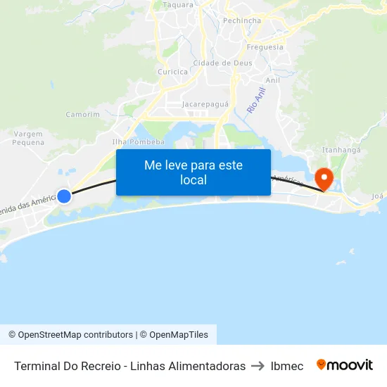 Terminal Do Recreio - Linhas Alimentadoras to Ibmec map
