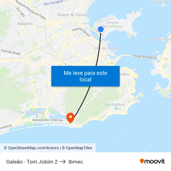 Galeão - Tom Jobim 2 to Ibmec map