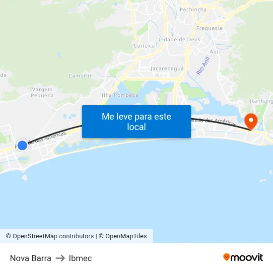 Nova Barra to Ibmec map