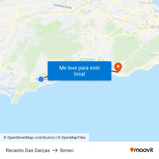 Recanto Das Garças to Ibmec map
