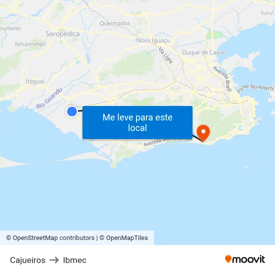 Cajueiros to Ibmec map