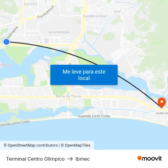 Terminal Centro Olímpico to Ibmec map