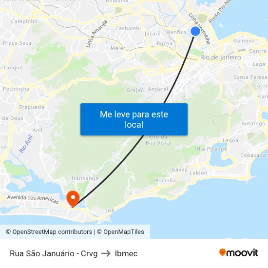 Rua São Januário - Crvg to Ibmec map