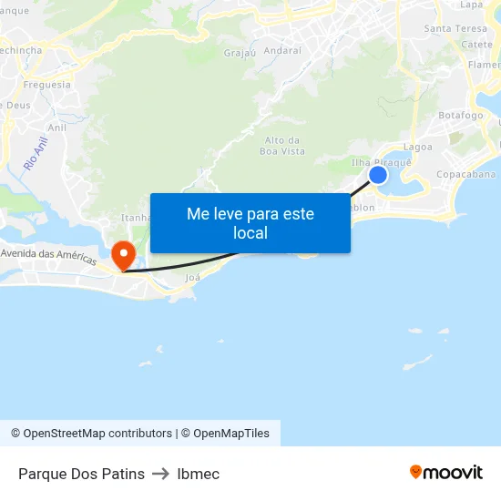Parque Dos Patins to Ibmec map